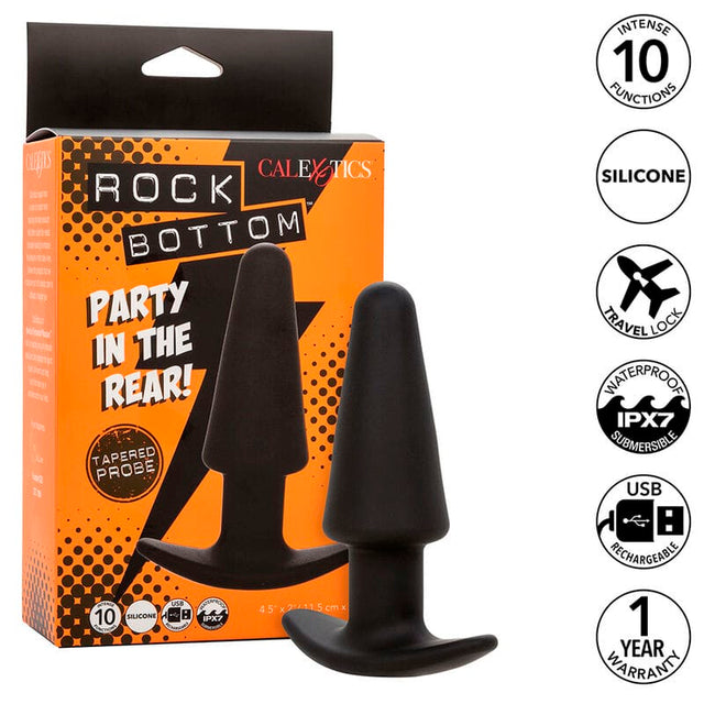 Analplug Rock Bottom Tapered Anal Plug 10 Vibraciones Silikon Schwarz