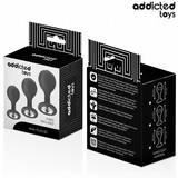 Analplug-Set 3-teilig mit Juwel Schwarz (6–8,5 cm)