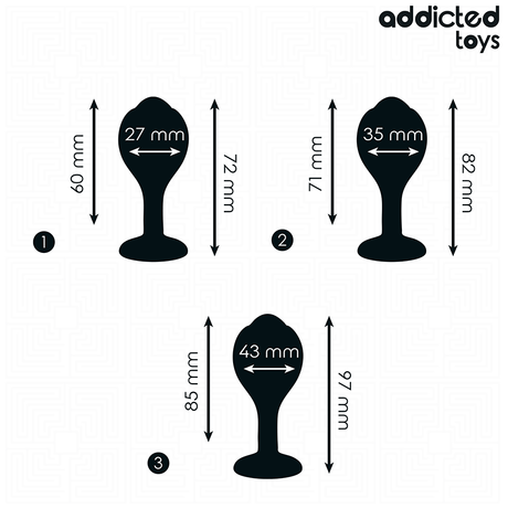 Analplug-Set 3-teilig mit Juwel Schwarz (6–8,5 cm)
