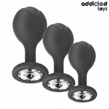 Analplug-Set 3-teilig mit Juwel Schwarz (6–8,5 cm)