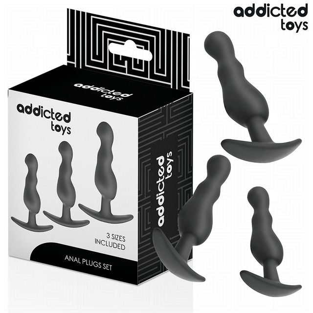 Analplug-Set 3-teilig Modell 1 Schwarz (5,4–7,9 cm)