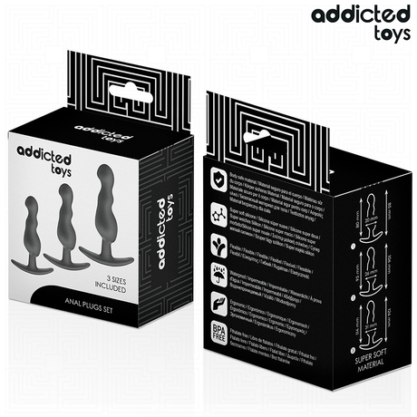 Analplug-Set 3-teilig Modell 1 Schwarz (5,4–7,9 cm)