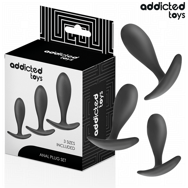 Analplug-Set 3-teilig Modell 2 Schwarz (6,4–8,5 cm)