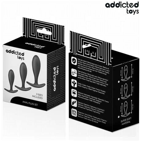 Analplug-Set 3-teilig Modell 2 Schwarz (6,4–8,5 cm)