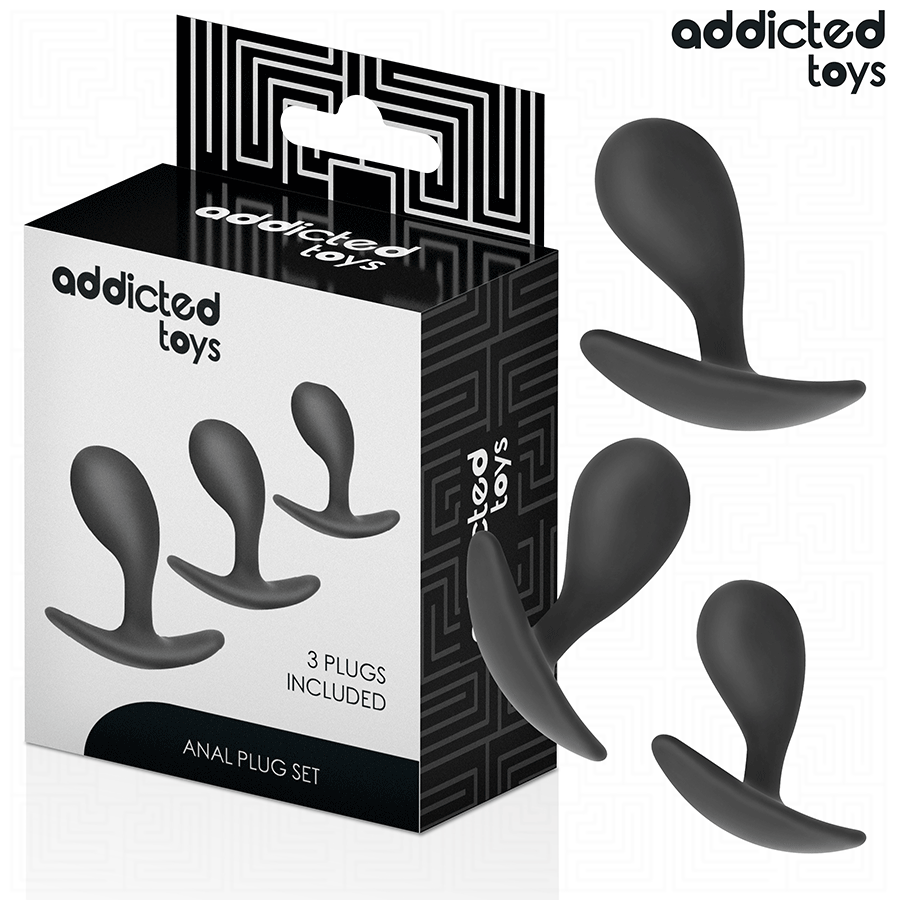 Analplug-Set 3-teilig Modell 3 Schwarz (4,6–6,5 cm)
