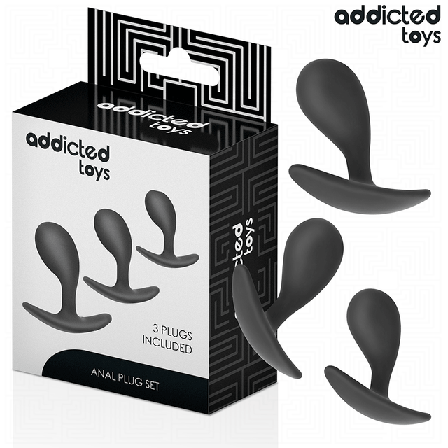 Analplug-Set 3-teilig Modell 3 Schwarz (4,6–6,5 cm)