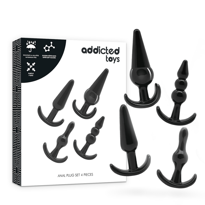 Analplug-Set 4-teilig Schwarz 9 bis 12,2 x 2,4 bis 3,7 cm