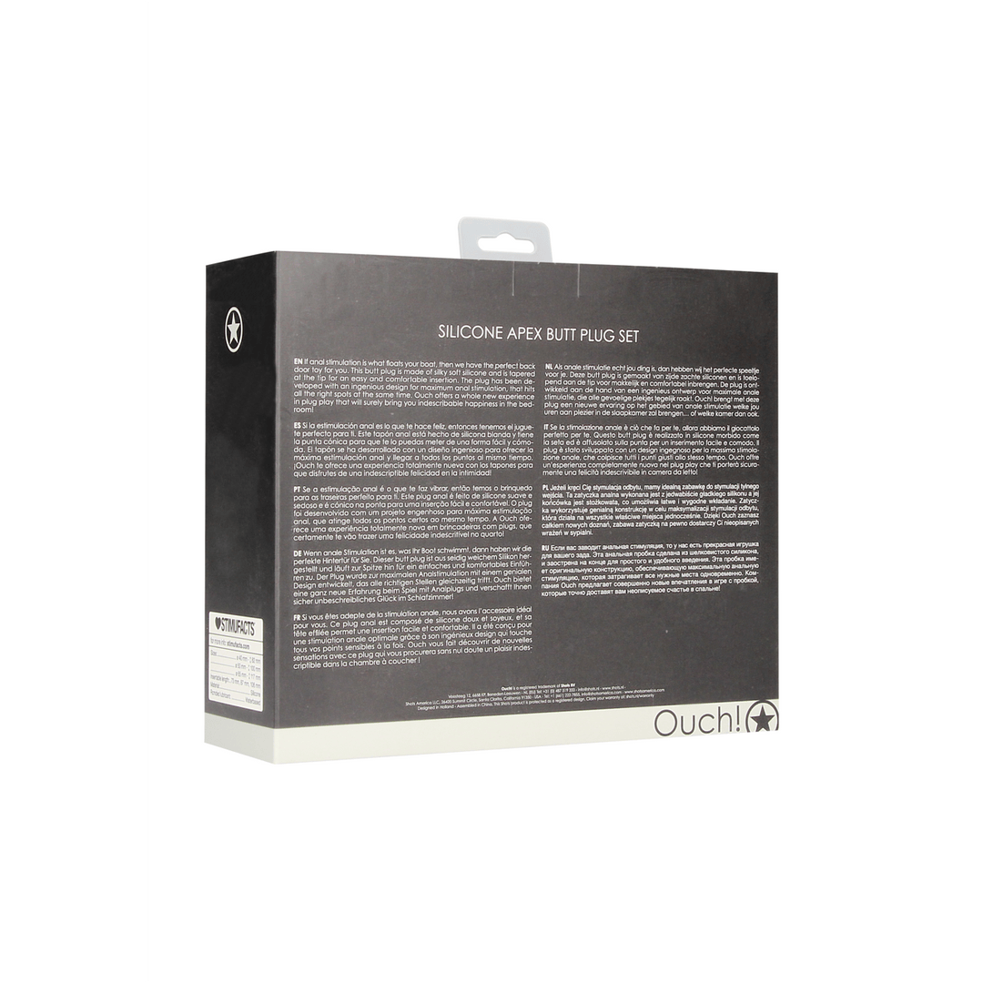Analplug-Set Ouch Apex aus Silikon Schwarz 10,6 x Ø 3,5 cm – Ansicht 3