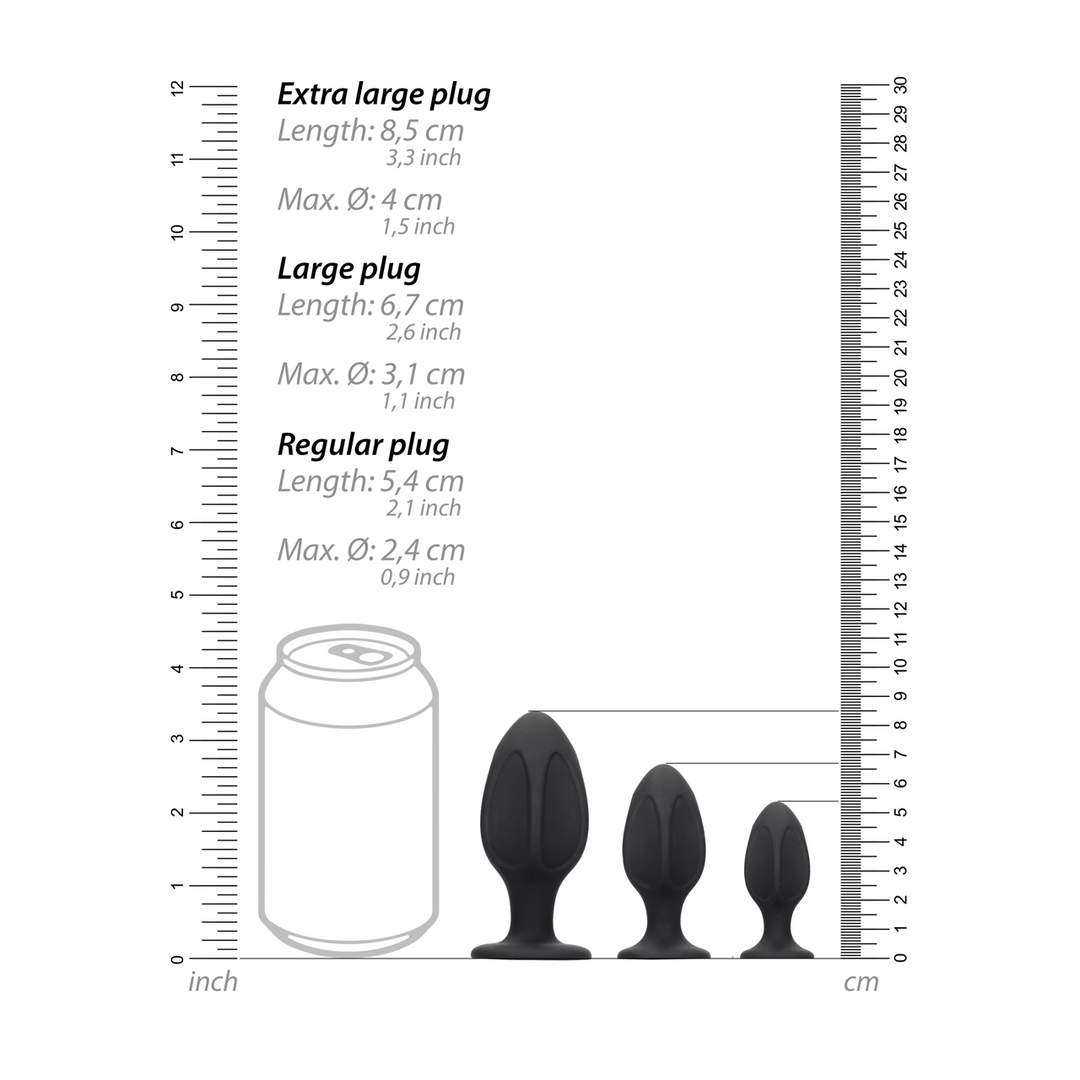 Analplug-Set Ouch Diamantform aus Silikon Schwarz 8,5 x Ø 4 cm – Ansicht 6