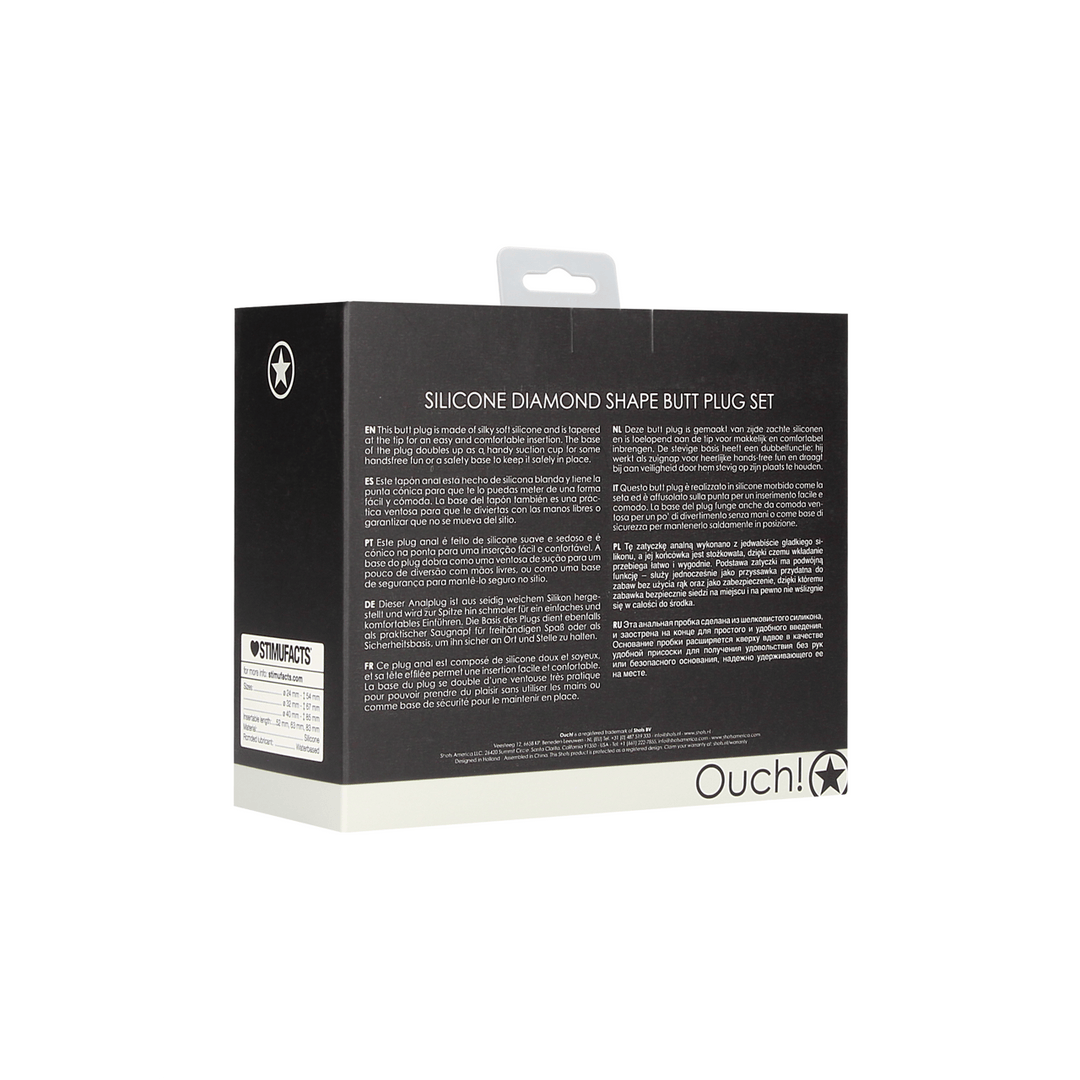 Analplug-Set Ouch Diamantform aus Silikon Schwarz 8,5 x Ø 4 cm – Ansicht 3