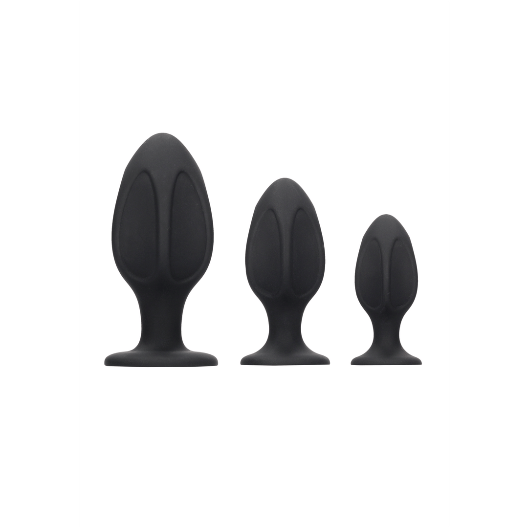 Analplug-Set Ouch Diamantform aus Silikon Schwarz 8,5 x Ø 4 cm