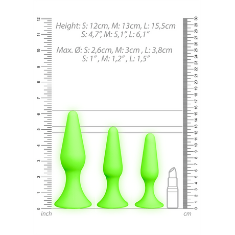 Analplug-Set Ouch nachtleuchtend aus Silikon Grün 14 cm – Ansicht 5