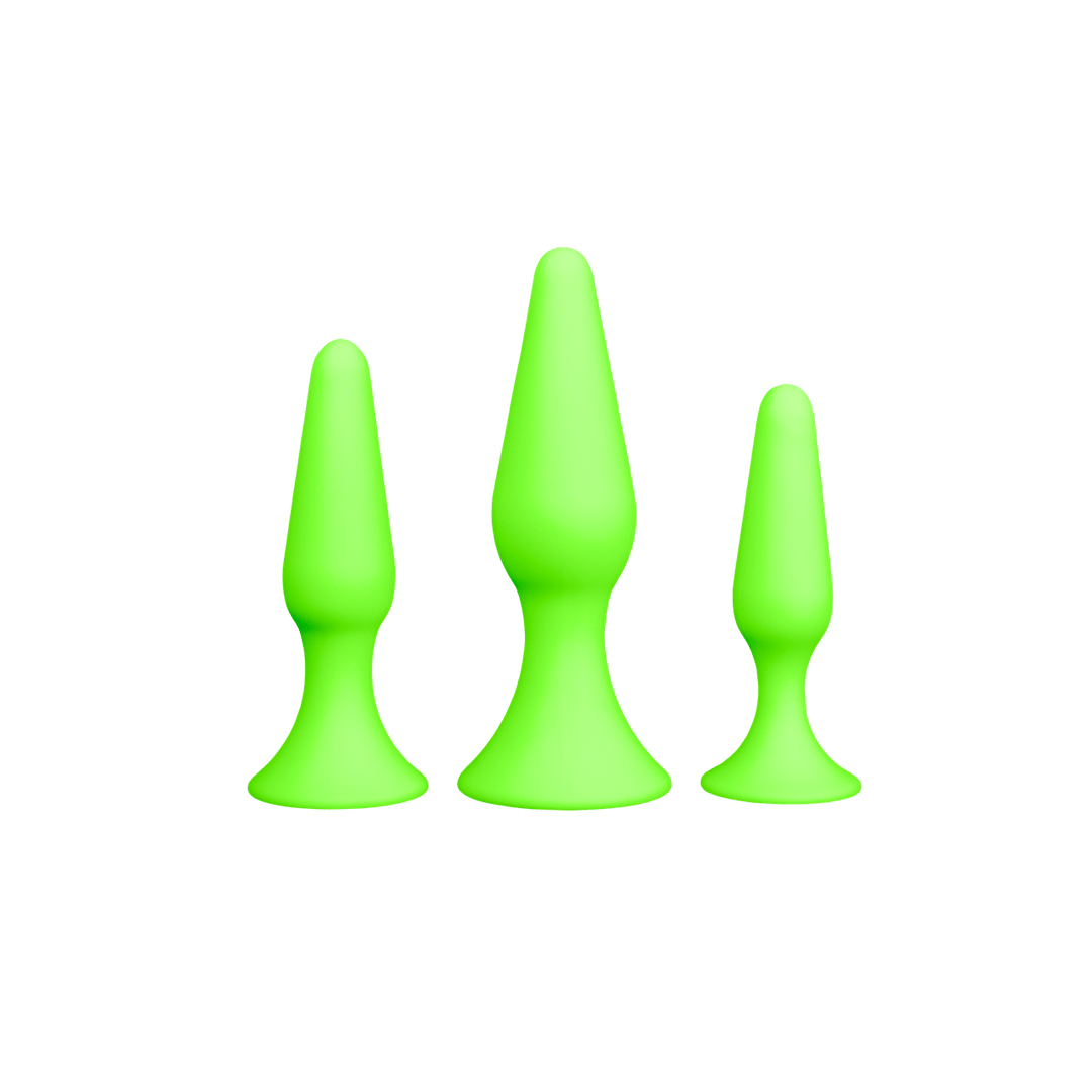Analplug-Set Ouch nachtleuchtend aus Silikon Grün 15,5 x Ø 3,8 cm