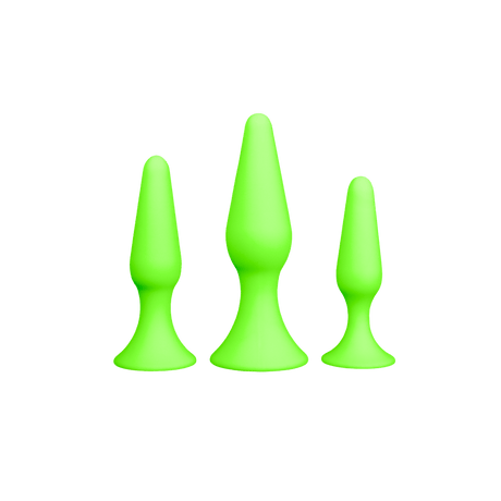 Analplug-Set Ouch nachtleuchtend aus Silikon Grün 14 cm