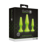 Analplug-Set Ouch nachtleuchtend aus Silikon Grün 15,5 x Ø 3,8 cm – Ansicht 2