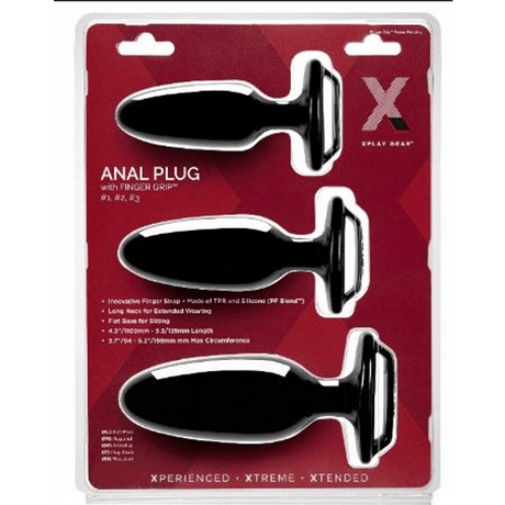 Analplug-Set PerfectFitBrand mit Fingergriff drei Größen Schwarz – Ansicht 2