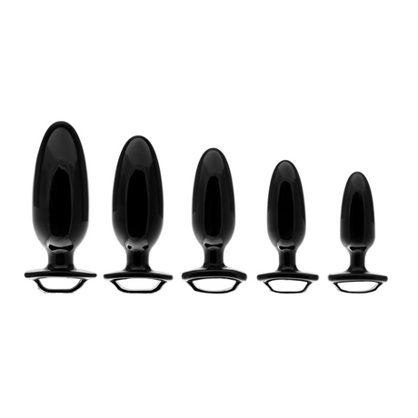 Analplug-Set PerfectFitBrand mit Fingergriff drei Größen Schwarz