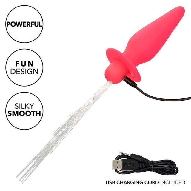 Analplug Southern Lights Leuchtend Rosa mit 10 Vibrationen 11,5 x 3 cm