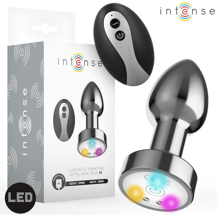 Analplug vibrierender aus Metall mit LED-Leuchten und Fernbedienung M