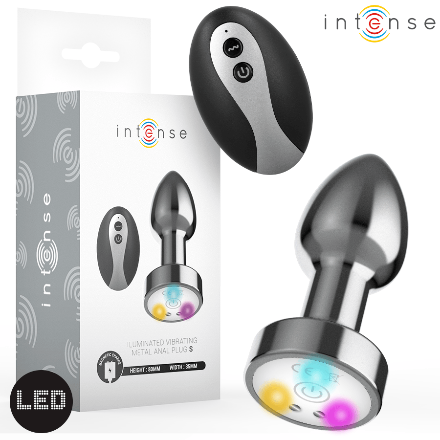 Analplug vibrierender aus Metall mit LED-Leuchten und Fernbedienung S