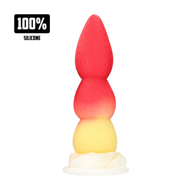 Analplug Whipped Berry aus Silikon Rot-Weiß 18 x Ø 5,5 cm