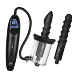 Analvibrator Master Series Rosebud Driller Deluxe Set mit Pumpe und zwei Aufsätzen Schwarz und Transparent 12 x Ø 5 cm