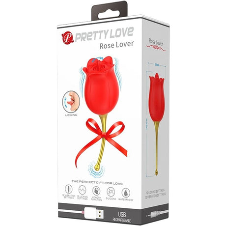 Auflegevibrator Rose Lover Rose Klitoris-Stimulator 12 Vibrationen Rot
