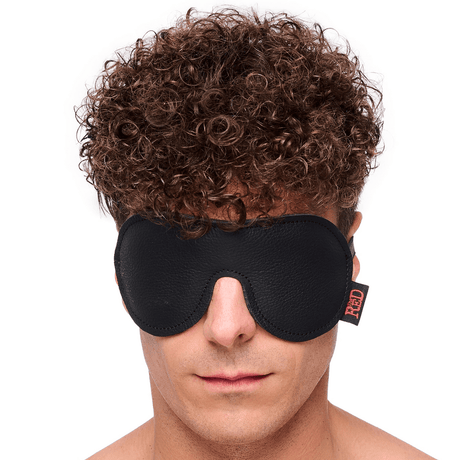 Augenbinde aus Leder mit Gummiband Schwarz