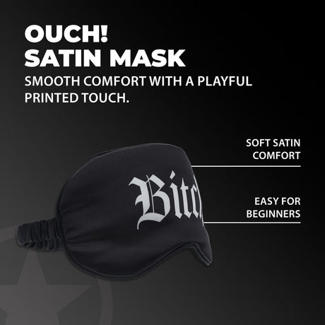 Augenbinde Ouch aus Satin mit Bitch-Aufdruck Schwarz 20,5 cm – Ansicht 4