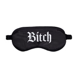 Augenbinde Ouch aus Satin mit Bitch-Aufdruck Schwarz 20,5 cm