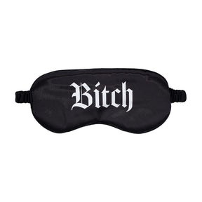 Augenbinde Ouch aus Satin mit Bitch-Aufdruck Schwarz 20,5 cm