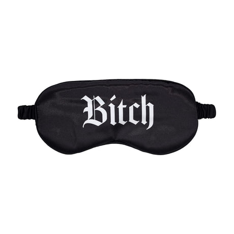 Augenbinde Ouch aus Satin mit Bitch-Aufdruck Schwarz 20,5 cm