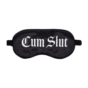 Augenbinde Ouch aus Satin mit Cum Slut-Aufdruck Schwarz 20,5 cm
