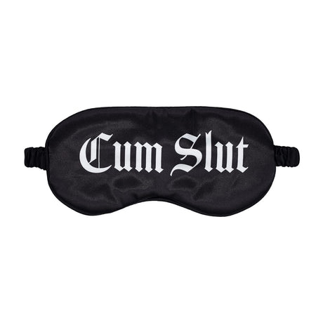 Augenbinde Ouch aus Satin mit Cum Slut-Aufdruck Schwarz 20,5 cm