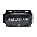 Augenbinde Ouch aus Satin mit Suck Don't Bite-Aufdruck Schwarz 20,5 cm – Ansicht 2