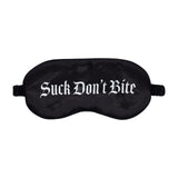 Augenbinde Ouch aus Satin mit Suck Don't Bite-Aufdruck Schwarz 20,5 cm
