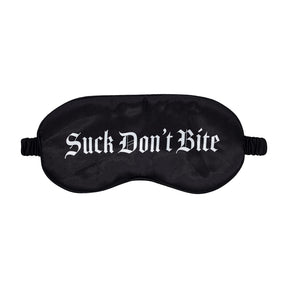 Augenbinde Ouch aus Satin mit Suck Don't Bite-Aufdruck Schwarz 20,5 cm