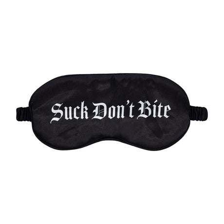 Augenbinde Ouch aus Satin mit Suck Don't Bite-Aufdruck Schwarz 20,5 cm