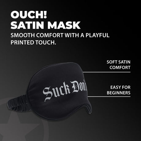 Augenbinde Ouch aus Satin mit Suck Don't Bite-Aufdruck Schwarz 20,5 cm – Ansicht 4