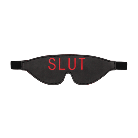 Augenbinde Ouch mit Aufdruck SLUT Schwarz 24,5 cm