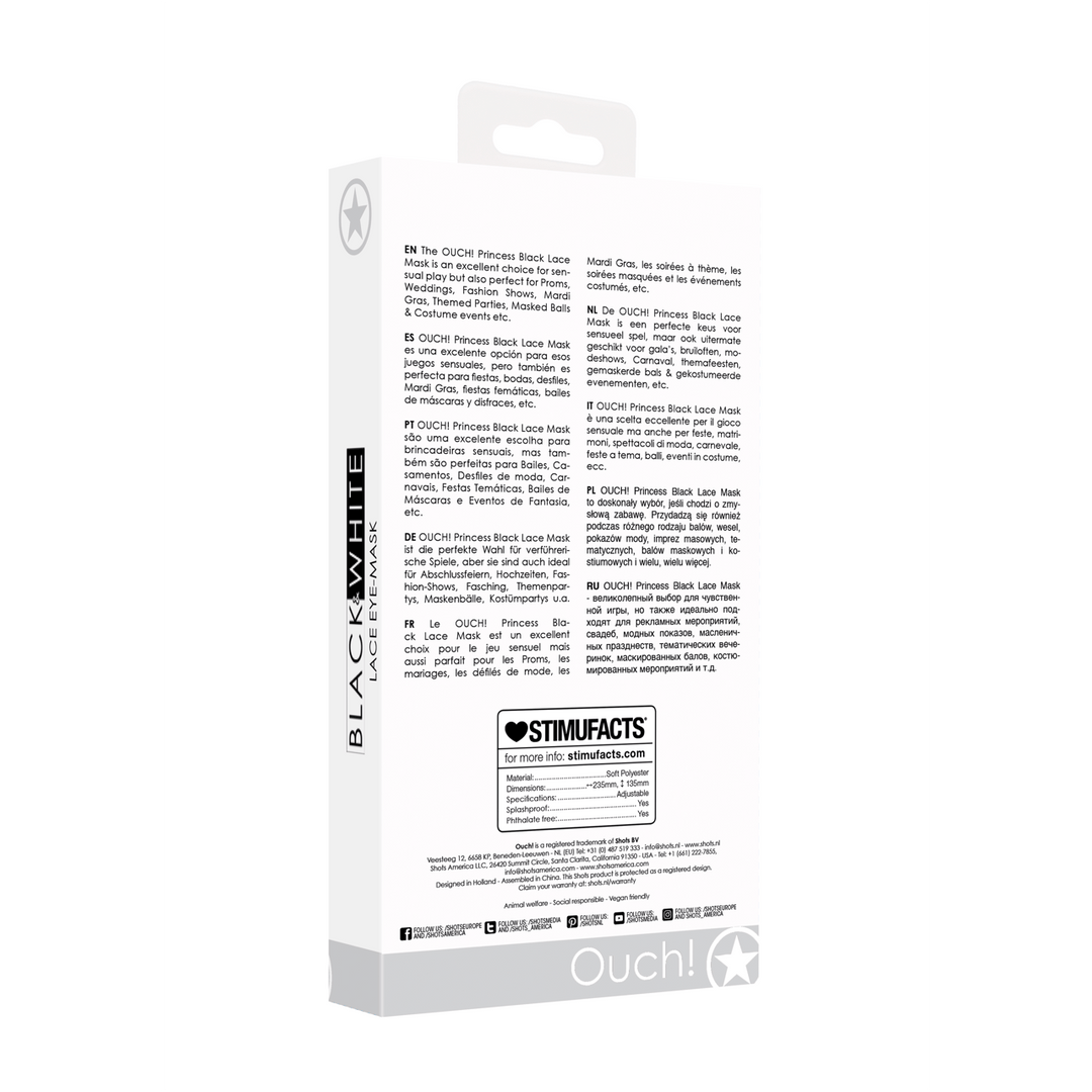 Augenmaske Ouch Black and White Princess aus Spitze 23,5 cm – Ansicht 3