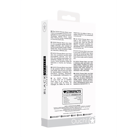 Augenmaske Ouch Black and White Princess aus Spitze 23,5 cm – Ansicht 3