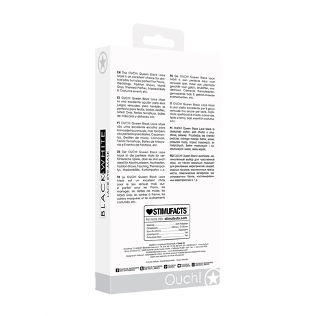 Augenmaske Ouch Black and White Queen aus Spitze 23 cm – Ansicht 3