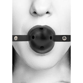 Ballknebel Ouch atmungsaktiv aus Verbundleder Schwarz 65 x Ø 4,5 cm