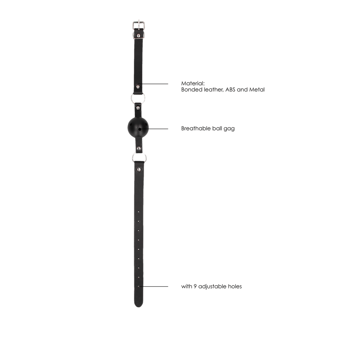 Ballknebel Ouch atmungsaktiv aus Verbundleder Schwarz 65 x Ø 4,5 cm – Ansicht 7
