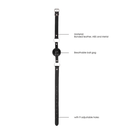 Ballknebel atmungsaktiv Schwarz 65 x Ø 4,5 cm – Ansicht 7