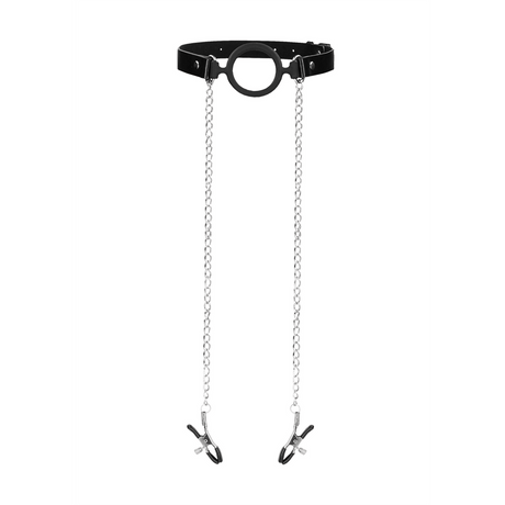 Ballknebel mit Nippelklemmen Schwarz 62 cm – Ansicht 4