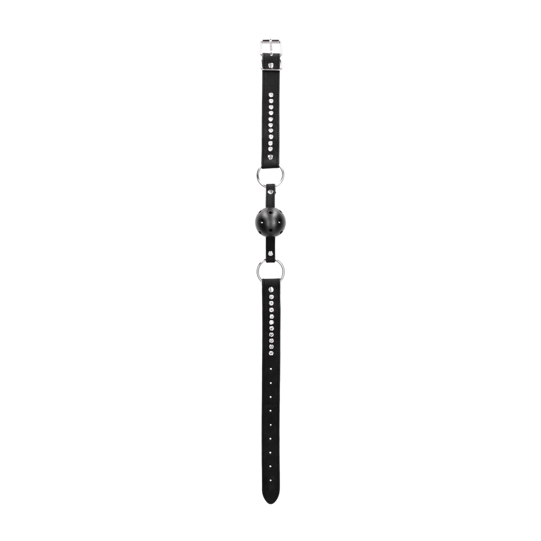 Ballknebel Ouch atmungsaktiv mit Glassteinen Schwarz 65 cm – Ansicht 5