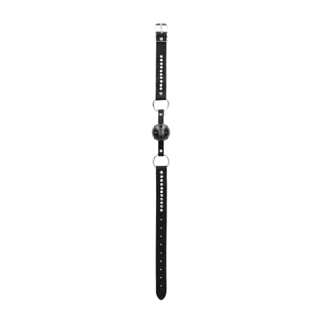 Ballknebel Ouch atmungsaktiv mit Glassteinen Schwarz 65 cm – Ansicht 5
