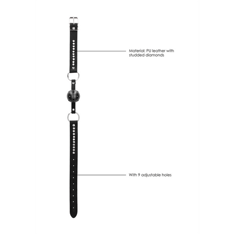 Ballknebel Ouch atmungsaktiv mit Glassteinen Schwarz 65 cm – Ansicht 6